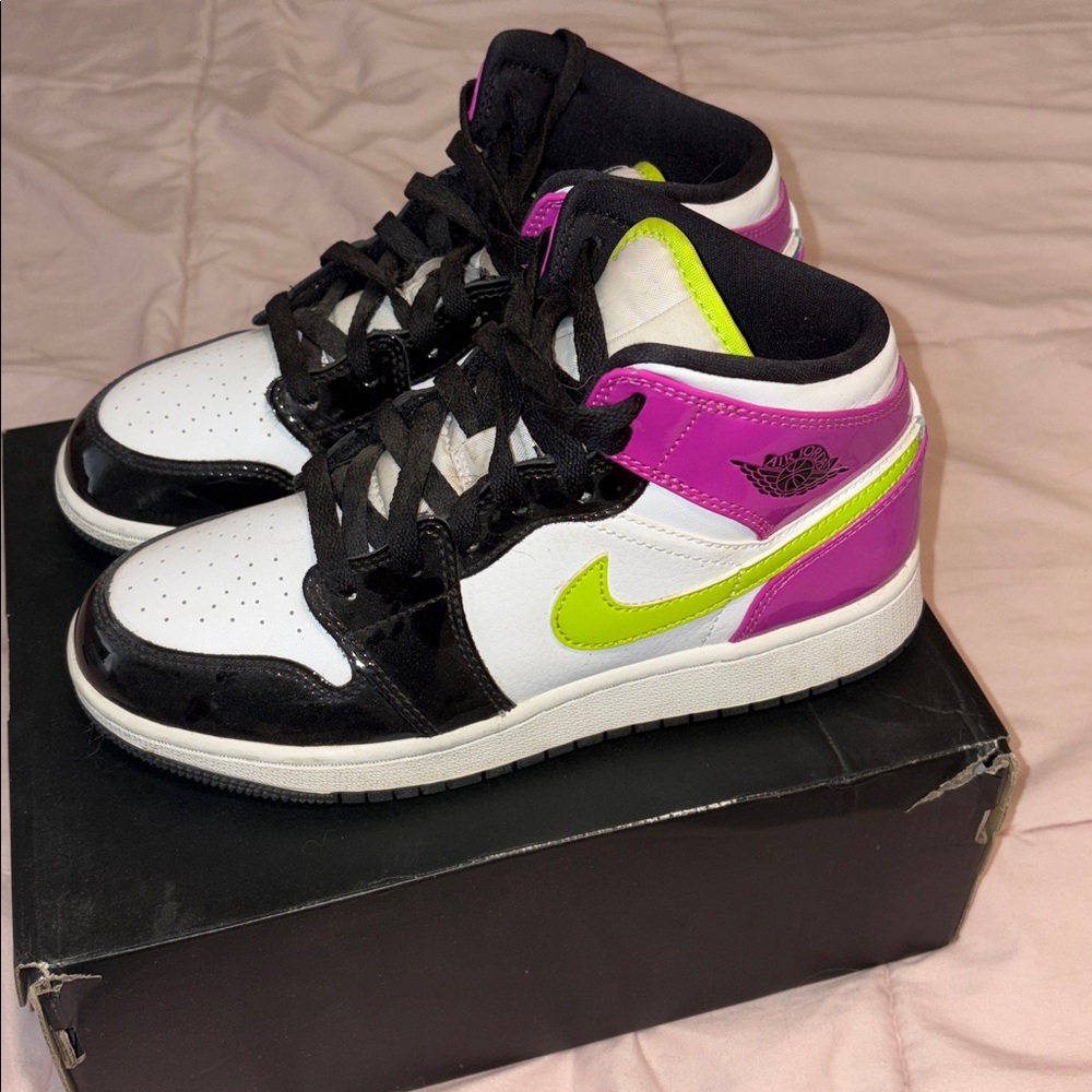 Nike Kids Sneakers - White, Black, Pink, and Neon Green
